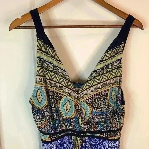 John Paul Richard Womens Large Cottage Core Boho Blue Multicolor Maxi Dress - Picture 4 of 6